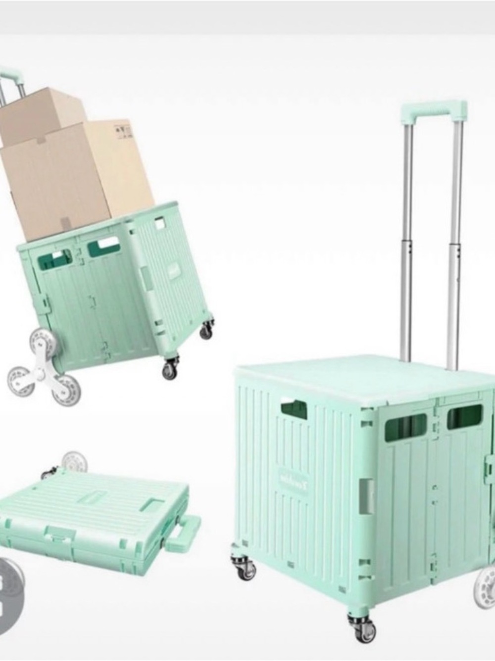 Collapsible Wheeled Utility Cart - Mint Green